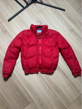 Vintage Y2K Cropped Red Puffer Jacket | Size S